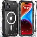 for iPhone 15 Waterproof Case Compatible with MagSafe, Metal Heavy Duty IP68 Underwater Case Built-in Screen Protector, Military Grade Shockproof Full Body Protective Rugged Cover 6.1 inch