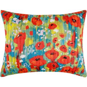 Greenland Home Fashions Poppies Modern Floral Quilted Pillow Sham, Standard, Red (36" x 20" (Pack of 1))