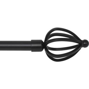 KNOBWELL Black Curtain Rod for Bedroom, Adjustable Long Curtain Rod Black 42-120 Inch, Farmhouse Curtain Rods for 24"-85" Windows, 3/4" Diameter