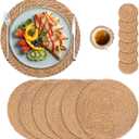 Round Woven Placemats Set of 6, 13 inch Plate Chargers with Coasters Set of 6, Natural Place mats for Dining Table Decor, Boho Farmhouse Rustic Rattan Wicker Table Mats Chargers for Dinner Plates