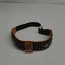 Genuine Leather Cupola Series Dog Collar | Celtic Conchos & Gold Dome Rivets | Soft, Cushion Padding, Handmade | Best for Medium, Large, XL Breeds (XL (Neck Size 22.5"-25.5"), Sable Black)
