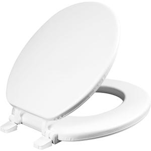 Mayfair Economy Soft Cushion Padded Toilet Seat, Round, White, 14.75"L x 9.25"W