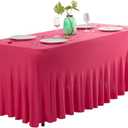 Fitted Spandex Table Skirt Table Cover Rectangle Tablecloth (Fuchsia, 8ft)
