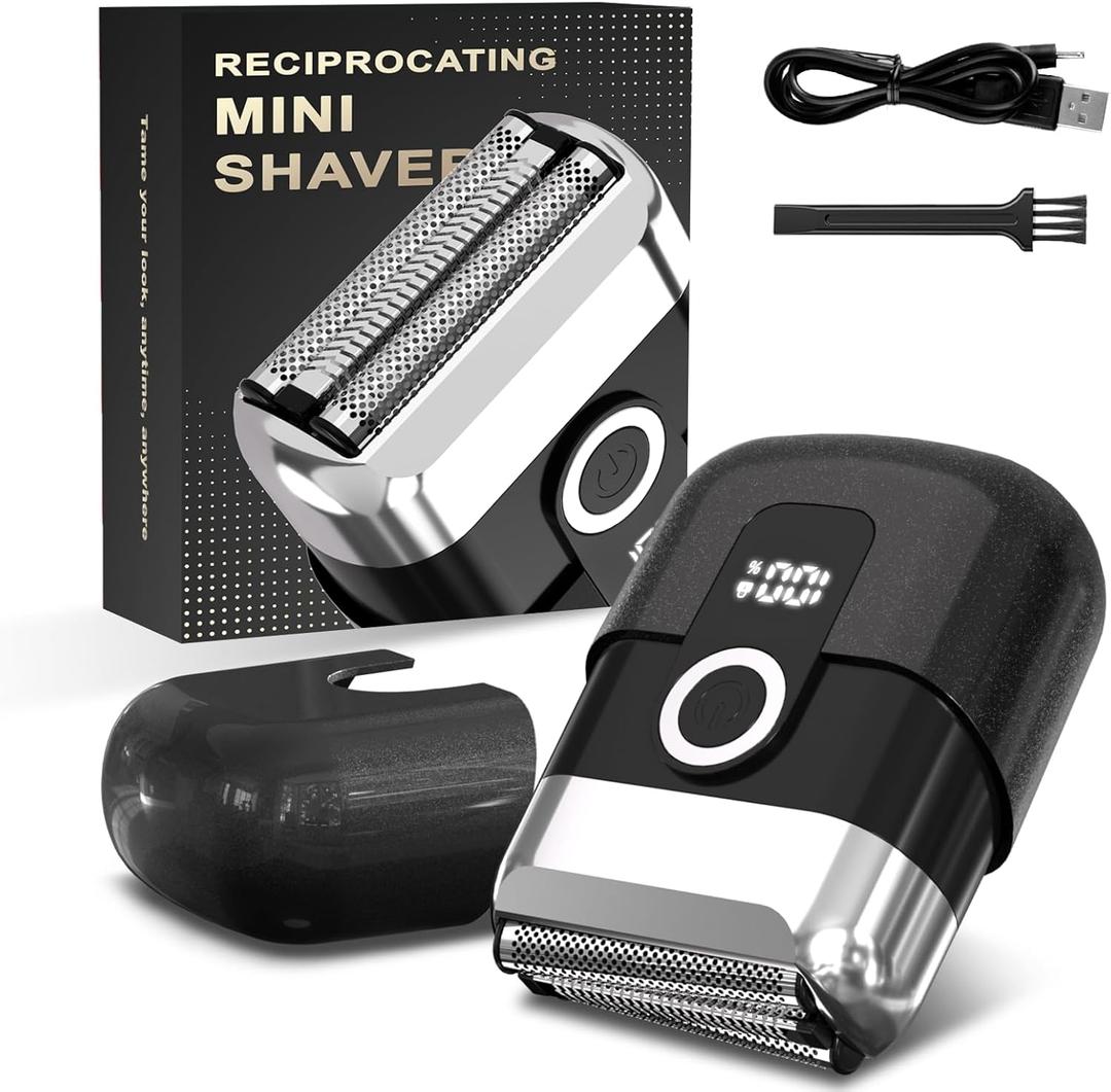 Electric Foil Shaver for Men: Mini Electric Razor for Face/Beard - 3 Floating Blades Cordless Razor with LED Display - IPX7 Waterproof Wet Dry Shaving for Travel & Home, USB Type C