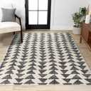 JONATHAN Y Aisha Moroccan Triangle Geometric Cream/Black Indoor Area Rug, 4x6, Contemporary, Modern, Easy-Cleaning for Living Room, Bedroom, Kitchen, Pet Friendly, Non-Shedding (MOH206A-4)
