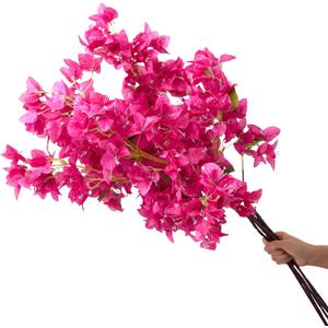 6PCS Silk Bougainvillea Artificial Flowers, UV Resistant, 36 Branches, Long Stems Faux Flower, Realistic Fake Bougainvillea Vines, for Wedding Porch Home Party Garden DIY Decor - 38 inch (Fuchsia)