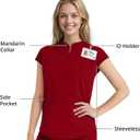 Scrubs for Women Set Soft Sleeveless Stand-Up Collar Scrub Top & Straight Leg Scrub Pant, 9 Pockets, Yoga Waistband, M