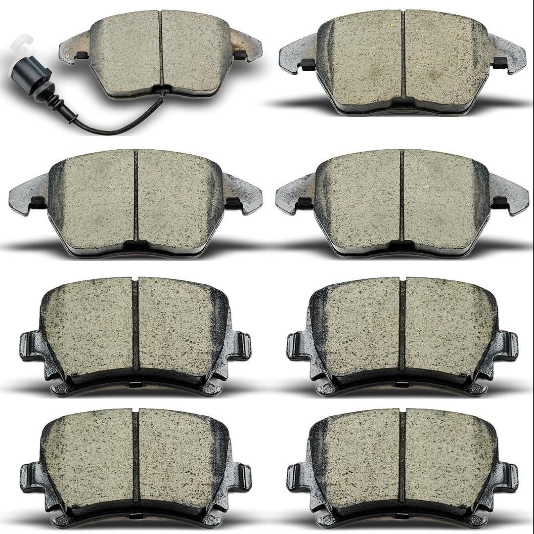 ALADICHE Ceramic front rear Brake Pads Kits 8pcs Brakes Pads Set Compatible with Audi A3,A3 Quattro,TT,TT Quattro,for VW CC,for Jetta,for Eos,for Golf,for GTI,for Passat,for Passat CC