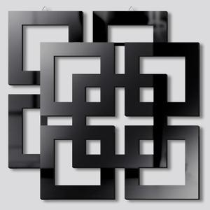 Weysat Wall Mount Home Mirror, 2 Pieces Silver Square Decorative Mirror for Bedroom, Living Room, Bathroom, 11.8 x 11.8 Inches(Black,Mirrored)