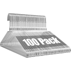 Wire Metal Clothes Hangers Bulk 100 Pack, 16 Inch 12 Gauge Standard Size, Slim Space Saving for Coat Suits Shirts Pants Skirts, Non Slip, Silver