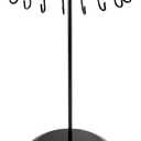 QWORK Spinning Jewelry Tree Display Stand, Jewelry Organizer with 23 Hooks, Black (1 Pack)