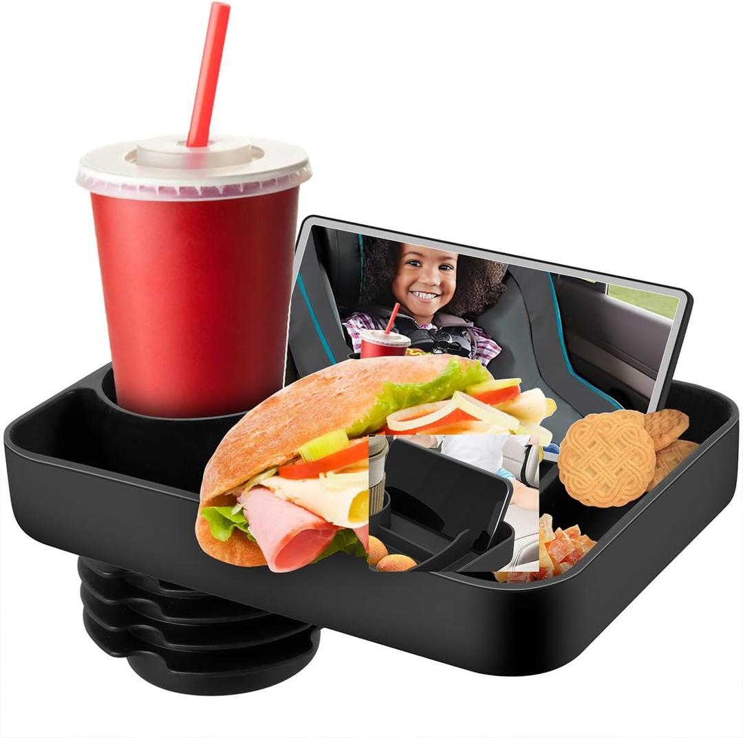 Car Seat Snack Tray for Kids, Silicone Kids Car Seat Travel Tray with Cup Holder, Portable Kid CarSeat FoodTray, Cup Holder SnackTray for Toddler CarSeat