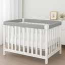 Macardac 4 in 1 Crib Rail Covers for Teething,Soft Breathable 100% Cotton Cover,Crib Rail Guard, AntiCollision Strip Corner Cover, Crib Teething Cover, Rail Edge Protector Strip, 4 Pcs, Grey