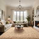 Shag Area Rug for Bedroom, 4x6 Feet Fluffy Rugs for Girls Boy's Bed Bedside, Plush Carpet with Non-Slip Bottom for Living Room Office Dorm Nursery Room, Beige