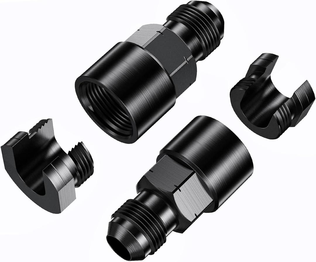 AN Male to In EFI Fuel Rail Fitting with Aluminum Quick-Disconnect Female, Aluminum Black Anodized Hard Connector, Automotive Accessories (6AN Male to 3/8")
