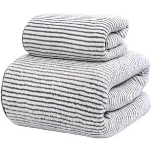 Bath Towels Super Absorbent and Quick Drying Bath Bathroom Use(Style 2 Stripe, 90*180cm, 2  40*80cm, 4 33*33 cm)
