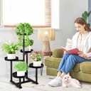 5 Tier Metal Plant Stand Indoor, Tiered Corner Plant Holders for Multiple Plants, 27 Inch Tall Flower Pot Holde Display Stand for Patio Garden Living Room Balcony Bedroom, Black