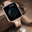 QUNDAXI Slim Watch Band Compatible with Apple Watch 38mm 40mm 41mm Series 1-9/Se Metal Stainless Steel Watchband Suitable for iWatch 11/10/9/8/7/6/5/4/3/2/1/SE Series Women Luxury Strap