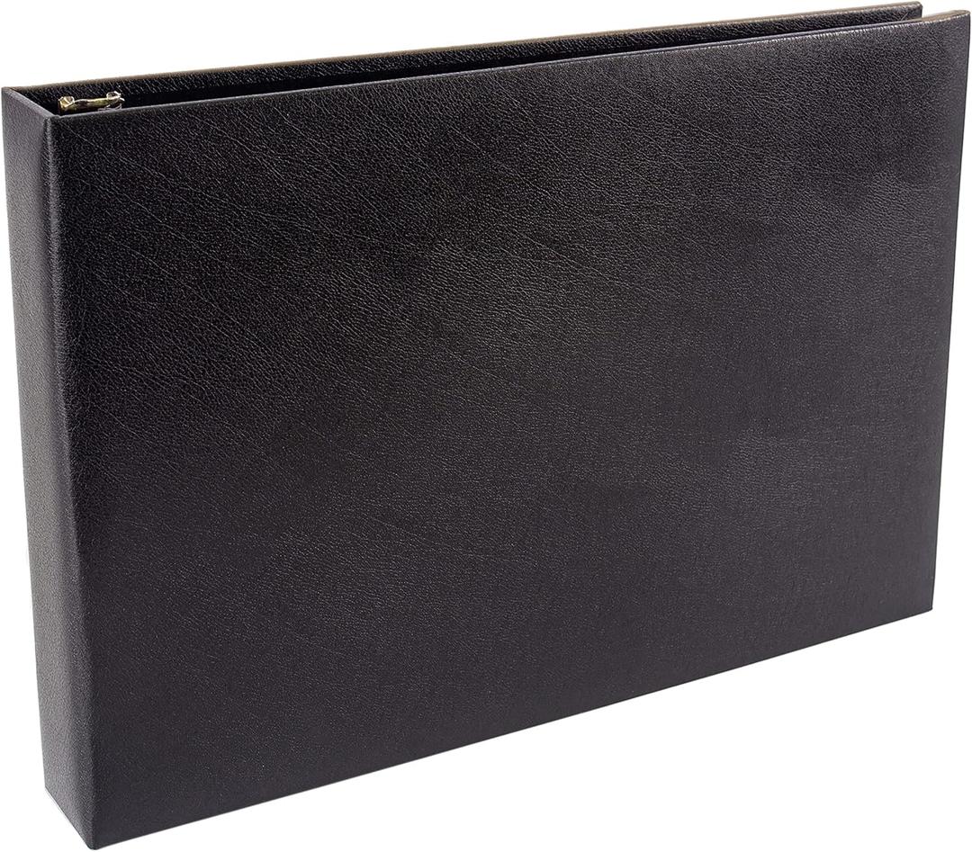 7 Ring Executive Check Binder with Zipper Pouch, Black Textured Cover, for 9 x 13" 3 Per Page Business Checks, 600 Check Capacity Checkbook Holder, by Better Office Products