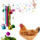 Chicken Toys with Treat Ball for Coop, Chicken Wind Chime Toys for Hens with 5 Metal Bells, Hanging Chickens Coop Pecking Toy for Hens Chicks Poultry