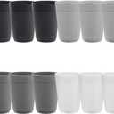 US Acrylic Newport 10 ounce Unbreakable Plastic Stackable Juice Tumblers in Grey Stone | Set of 12 Drinking Cups | Reusable, BPA-free, Made in the USA, Top-rack Dishwasher and Microwave Safe