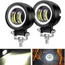 Kairiyard 3inch LED Motorcycle Driving Lights 60W 6000K Auxiliary Spotlights with DRL/Angel Eye Off Road Light Pod 6000lm LED Fog Work Light for Motorcycle Truck SUV UTV ATV Tractor, 2Pcs