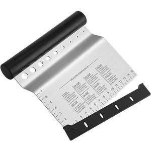 ALLTOP Bench Scraper & Chopper with Herb Stripper,Stainless Steel Multipurpose Kitchen Baking Tool for Bread Dough Pastry Cake -Leaf Remover with Plastic Handle &Upgraded Protective Cover