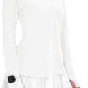 IECCP Womens Long Sleeve 1/ 4 Zip Hiking Shirts Runing Workout Tops with Watch Hole UPF 50+ Sun Protection Sun Shirts Lightweight Breathable Stretch Rash Guard (White, M)