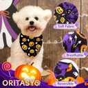 Halloween Dog Bandanas for All Dogs (2-Pack Triangle Reversible Pet Scarves) (Pumpkin Cats Boo) Premium Fabric Holidays Bandana, Purple X-Large Y