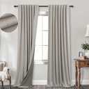 KOUFALL 94 Inch Long Blackout Curtains,Boho Taupe Linen Black Out Pleated Curtains for Bedroom Living Room 2 Panels Set