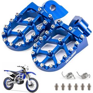 Dirt Bike Foot Pegs with Springs, Aluminum CNC, Pedals Rests for YZ65 18-22, YZ85 02-21, YZ125/250 99-22, YZ250F 01-22, YZ125X 16-22, WR450F 03-22 (Blue)