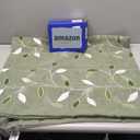 MIULEE Sage Green Sheer Curtains 2 Panels Embroidered Leaf Patterned Rod Pocket Floral Semi Sheer Faux Linen Short Window Curtains Drapes Set for Kitchen Bathroom Cafe, 30x24 Inches Length