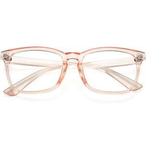COASION Clear Glasses for Women Men Square Frame Fake Non-prescription Eyeglasses (A5* Clear Pink)