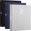 Ctosree 3 Pcs Aesthetic 3 Ring A4 Binder Linen Photocard Binder End of The Year Student Gifts Large Sturdy Hardcover 2 Large Linen Pockets Office and School(Blue, Black, Gray,8.5 x 11, 1",Cute)