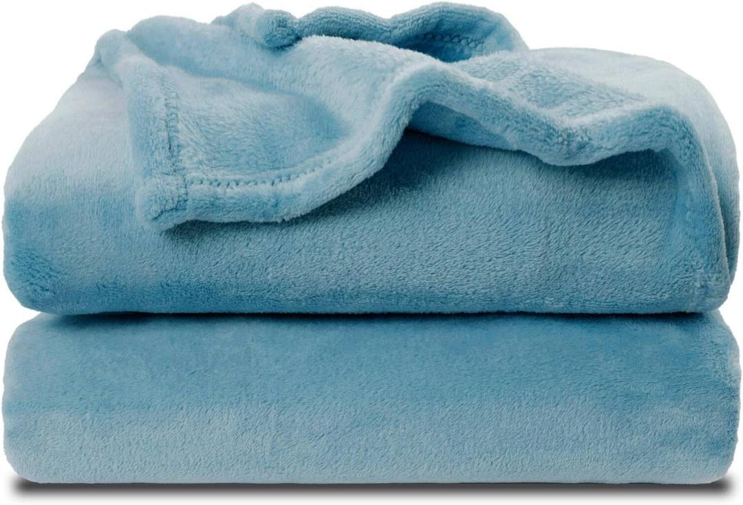 NANPIPER Fleece Blankets Super Soft Flannel Fuzzy Blanket for Bed Couch Luxury Cozy Plush Microfiber Blanket-Twin Size Light Blue