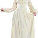 CR ROLECOS Womens Victorian Dress Long Sleeve Regency Ball Gown Costume (Small, Light Yellow)