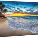 Large Sunset Beach Canvas Wall Art for Living Room Coastal Painting Wall Decor Seascape Picture Nature Ocean Artwork Poster Print for Kitchen Bedroom Decoration 20"x40"