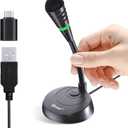 Mic for Mac mini m4, USB C Microphone, Plug &Play Desktop Cardioid Condenser External Small Computer Mic for Laptop, Mute Button, for Windows, MacBook Pro/Air, for Recording, Dictation/Meeting