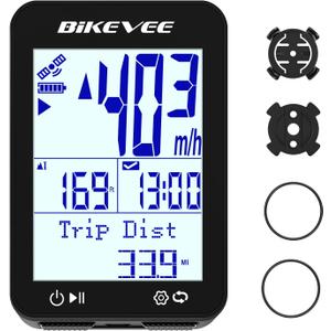 GPS Bike Computer Wireless Bicycle Speedometer Odometer 9 Languages Auto Backlight Auto Start Stop IPX7 Waterproof 2.4 Inch LCD Supports MPH KMH