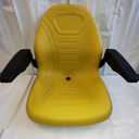New One Piece Universal Tractor Seat and Compact High Back Mower Seat with Adjustable Armrest, Yellow Vinyl