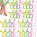 32 Pieces Easter Bunny Napkin Rings Wood Napkin Rings Holder Bunny Serviette Rings Wooden Easter Napkin Buckles for Wedding Holiday Spring Dinner Table Decorations, White, Green, Pink and Yellow