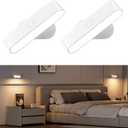 Battery Operated Wall Sconces, Wireless LED Wall Sconce Set of Two, Rechargeable Wall Lights for Living Room, 5 Colors Dimmable Wall Lamps for Bedroom, White 2 Pack