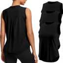 3 Pack Workout Tops for Women Athletic Running Yoga Tank Tops Loose Fit Sleeveless Sports Tennis Gym Shirt Quick Dry M