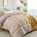 L LOVSOUL Down Alternative Comforter King Size Duvet Insert,All Season Duvet Insert with Corner Tabs,Beige Comforter King 106x90Inches