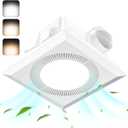 Hon&Guan Bathroom Exhaust Fan with Light, Quiet Square Bathroom Vent Fan with Adjustable LED Light 3000K/4500K/6500K, 110 CFM, 1.0 Sones, Exhaust Fan with Light for Home Bath Hotel
