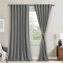 DWCN Grey Velvet Curtains 84 inches Long - Super Soft Tieable Rod Pocket and Back Tab Blackout Thermal Insulated Curtain Panels, Window Drapes for Living Room Bedroom,W52 x L84, 2 Panels