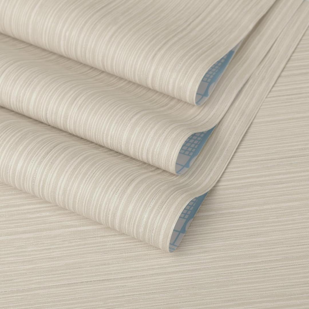 TANONE Grasscloth Peel and Stick Wallpaper 17.7" X 984" Self-Adhesive Removable, Faux Imitation Cloth Textured Wallpaper DIY Contact Pape Waterproof Vinyl Film for Furniture Wall Covering, Beige