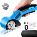 Cordless Electric Scissors, 5V Rechargeable Cardboard Box Cutter Heavy Duty Rotary Tool with Safety Lock & LED Light for Cardboard, Fabric, Box (Blue)