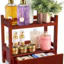 Sorbus Bamboo Bathroom Counter Organizer  2-Tier Shelf with Hidden Drawer for Vanity, Matcha Station, Bathroom Sink Organizer Countertop, Kitchen & Office Storage (13Lx6.5Wx12.6H) (Brown) (Espresso)