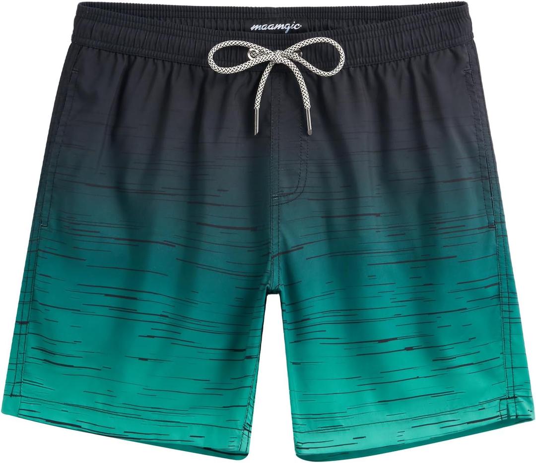 maamgic Mens Swim Trunks Quick Dry Swim Shorts with Mesh Lining Funny Swimwear Bathing Suits 7inch (Black, M)